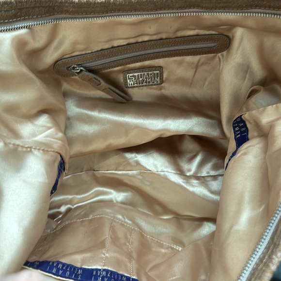 Stuart Weitzman Vintage Tan Crackle Leather Hobo Bag With Bag Charm and Dust Bag - Picture 10 of 12